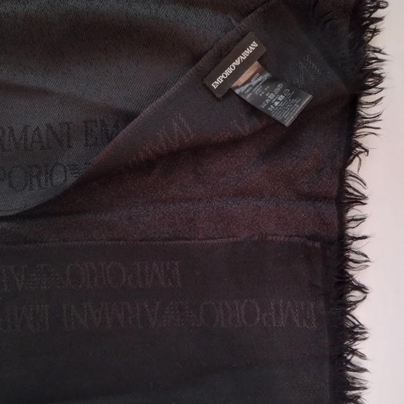 100% Authentic Emporio Armani black silk printed scarf